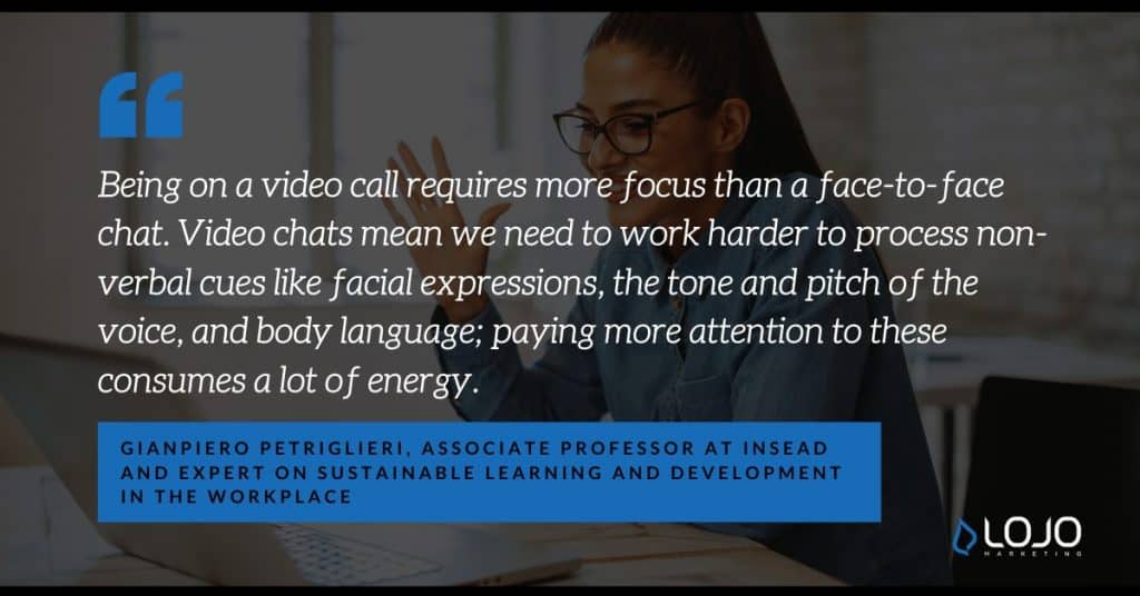 A featured image from the LOJO article "How To Deal With Zoom Fatigue (According To The Experts)"