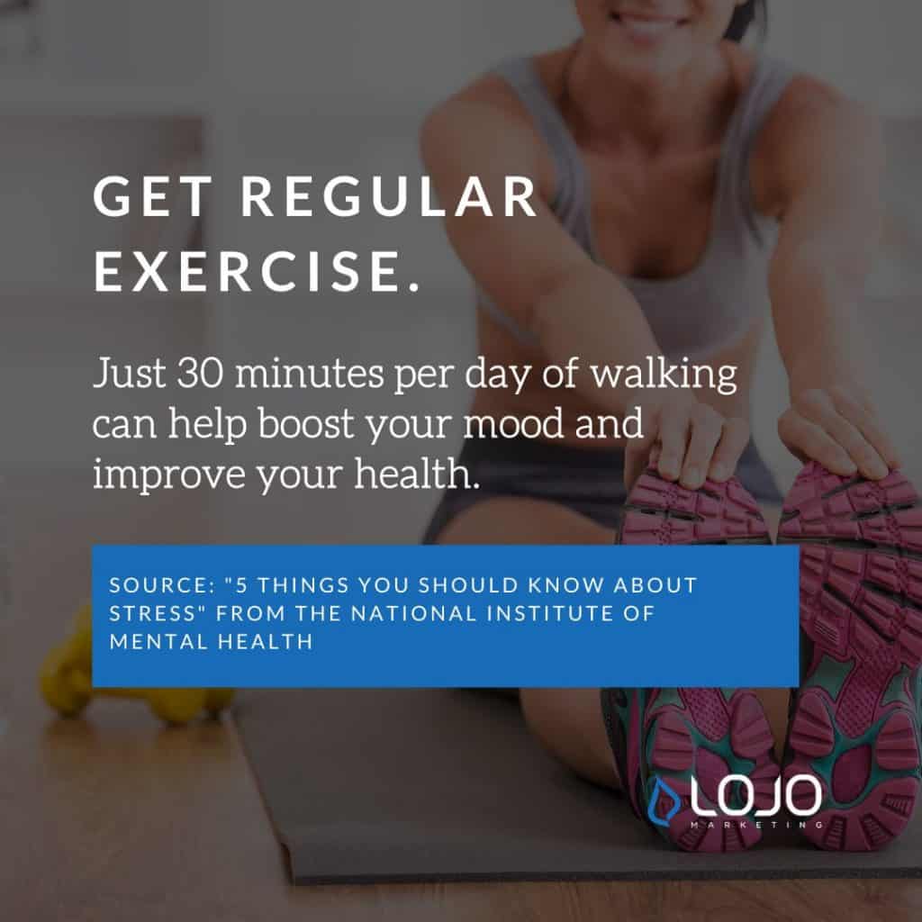 A health tidbit from the National Institute of Mental Health (NIMH) | From the LOJO Marketing article "How To Manage COVID-19 Stress (When Working From Home)".
